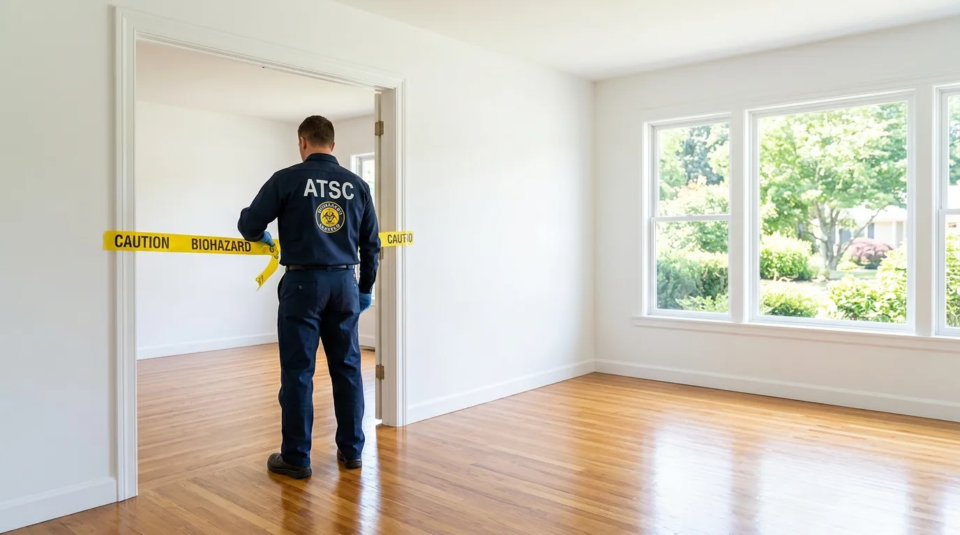 Certified biohazard cleanup crew performing Decomposition Cleanup in Monroeville